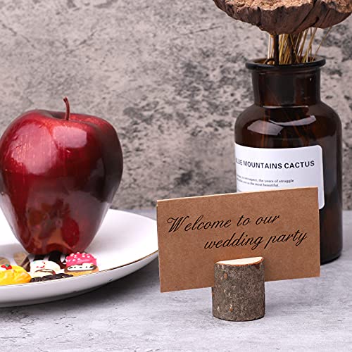 30 Set Portatarjetas de Madera,Soporte para Tarjetas de Notas con Tarjetas Kraft para la Decoración de la Oficina en Casa de la Fiesta de Navidad de la Boda