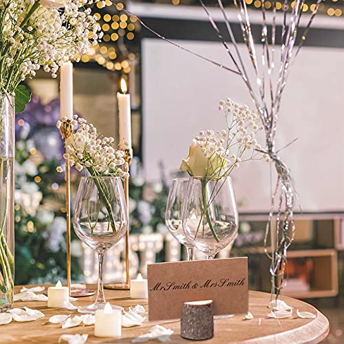 30 Set Portatarjetas de Madera,Soporte para Tarjetas de Notas con Tarjetas Kraft para la Decoración de la Oficina en Casa de la Fiesta de Navidad de la Boda