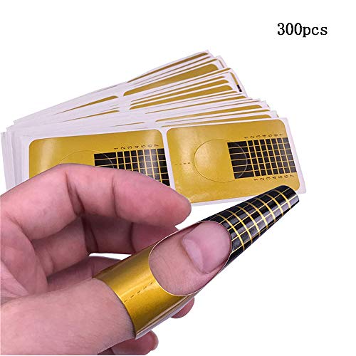 300 Piezas Oro Bandeja de Papel de Manicura,Pegatinas Moldes Guías Uñas Dorados Auto Adhesiva Plantillas de Papel uñas,Convenientes para los Accesorios de la Herramienta del Remiendo del clavo
