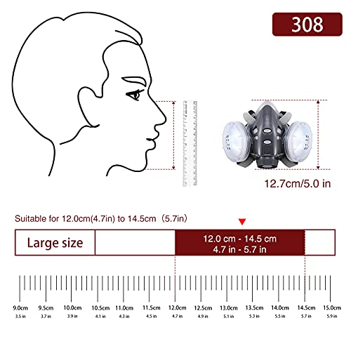 308 Facial Cubierta, Facial Cubierta Antipolvo, Fácil de Respirar, Reutilizable, con Tapones para los Oídos, Gafas Protectoras y 4 Esponjas de Filtro, utilizadas Obras de Construcción, Carpintería