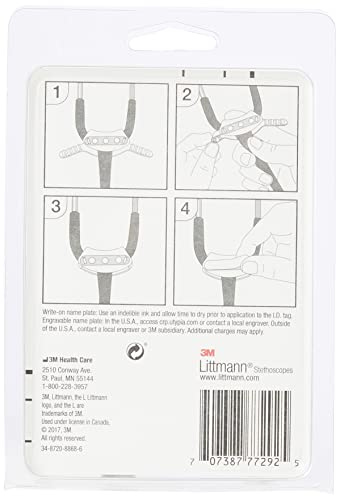 3M Littmann Etiqueta de identificación para fonendoscopios, Negra, 40007