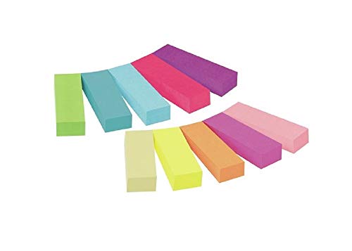 3M Post-It - Marcadores adhesivos para libros Pack 10 x 50 hojas – Notas adhesivas de papel de 15mm x 50 mm – color surtido