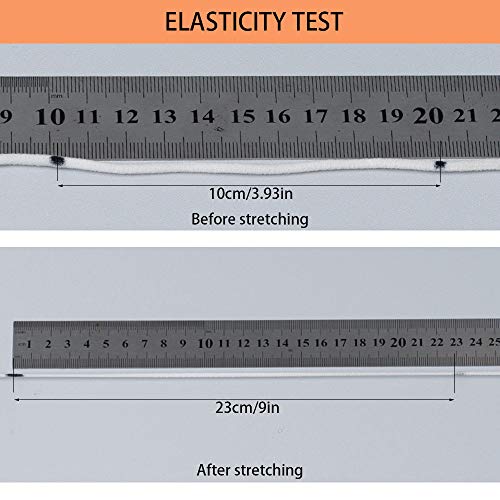 【3mm 100Metros】Cordón Goma Elástico Bandas, 3mm Blanco/Negro Redondo Cintas elásticas, Goma Elastica Costura, Cuerda Elastica 3mm para Elástico de Cuerda Tela Coser Ropa Costura DIY Manualidades