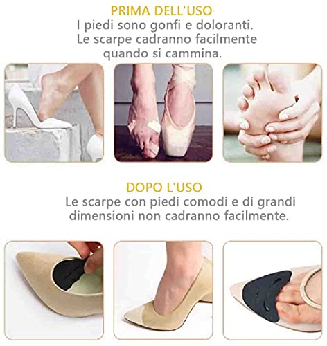 4 pares de almohadillas de relleno de punta ajustable para zapatos de relleno reutilizable para zapatos demasiado grandes para mujer, hombre, unisex, zapatos bajos, zapatillas de gimnasia