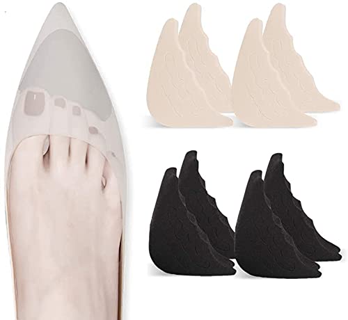 4 pares de almohadillas de relleno de punta ajustable para zapatos de relleno reutilizable para zapatos demasiado grandes para mujer, hombre, unisex, zapatos bajos, zapatillas de gimnasia