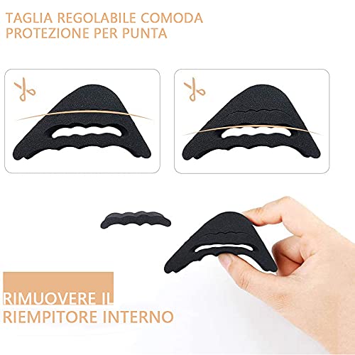 4 pares de almohadillas de relleno de punta ajustable para zapatos de relleno reutilizable para zapatos demasiado grandes para mujer, hombre, unisex, zapatos bajos, zapatillas de gimnasia
