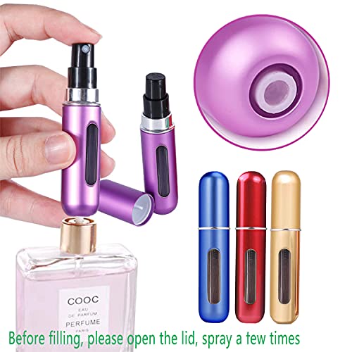 4 Piezas Perfume Atomizador, 5ml Atomizador Perfume Recargable con ventana transparente Atomizador de bolsillo para bolsos, viajes, vacaciones