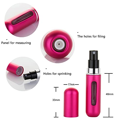 4 Piezas Perfume Atomizador, 5ml Atomizador Perfume Recargable con ventana transparente Atomizador de bolsillo para bolsos, viajes, vacaciones