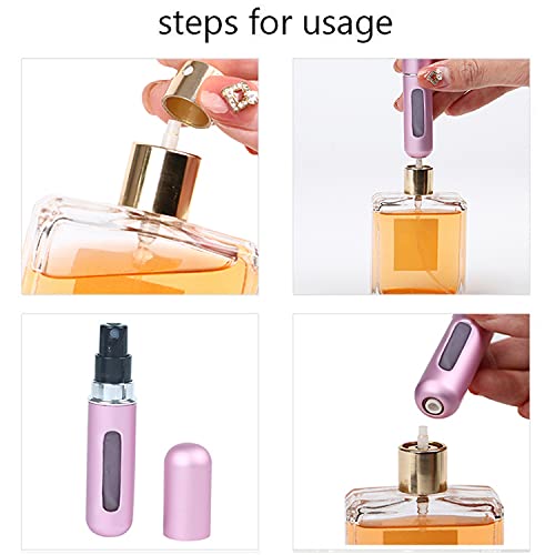 4 Piezas Perfume Atomizador, 5ml Atomizador Perfume Recargable con ventana transparente Atomizador de bolsillo para bolsos, viajes, vacaciones