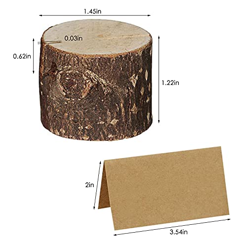 40 portatarjetas rústico de madera con soporte de madera para tarjetas de mesa, soporte para tarjetas de números, soporte para tarjetas de notas, para bodas (20 soportes + 20 lugares de papel kraft)