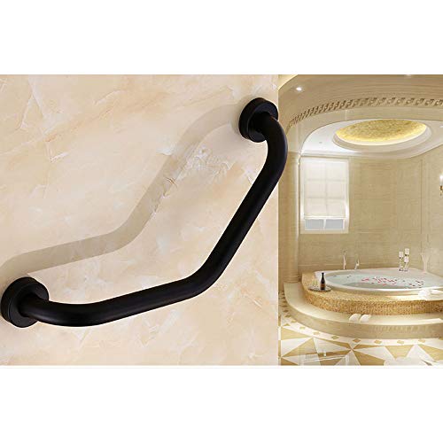 43cm Manija de Seguridad para Baño Acero Inoxidable, Barra de Agarre de la Bañera Negro Nylon Antideslizante para Ducha Baño WC
