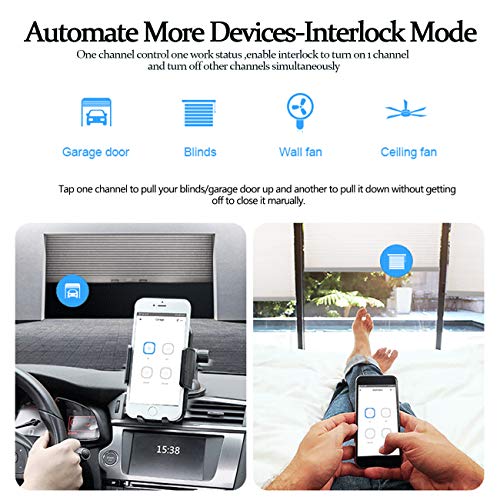 4CH Pro R3 Interruptor Inteligente WiFi Smart Switch Inalámbrico Conmutador con Autobloqueo/Enclavamiento/Intermitente (0,5-3600s) para Amazon Alexa, Google Assistant, Nest, IFTTT + Elettroscopio