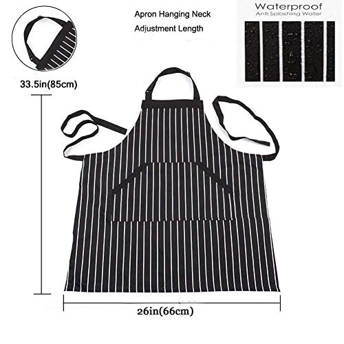 4PCS Delantales de cocina, Morwealth Delantal Cocina Mujer Hombre de y gorro de cocinero Ajustable de Lino de Algodón con Bolsillos Delantal de Barbacoa para Cocinar, ,Hornear