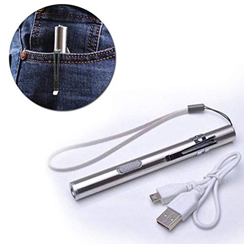 5 Piezas Mini Linterna LED USB recargable con Clip de Bolsillo + Cable USB para mecánica, Enfermeras, médicos