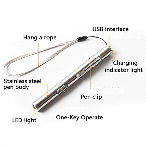 5 Piezas Mini Linterna LED USB recargable con Clip de Bolsillo + Cable USB para mecánica, Enfermeras, médicos