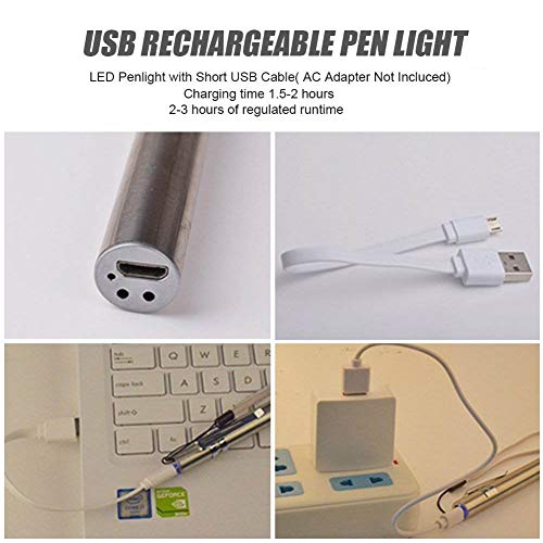 5 Piezas Mini Linterna LED USB recargable con Clip de Bolsillo + Cable USB para mecánica, Enfermeras, médicos