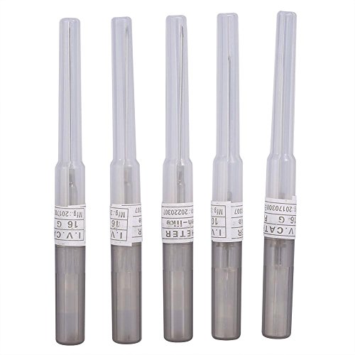 5 unids/bolsa agujas de perforación de acero inoxidable aguja de perforación hueca herramienta de perforación del tatuaje del cuerpo para la perforación del pezón del ombligo del vientre(16G)