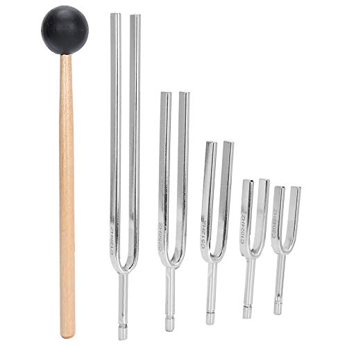 54PCS Diapasón de aleación de aluminio, 128HZ 256HZ 512HZ 1024HZ 2048HZ Instrumento musical curativo de audición perfecta con martillo y bolsa de almacenamiento