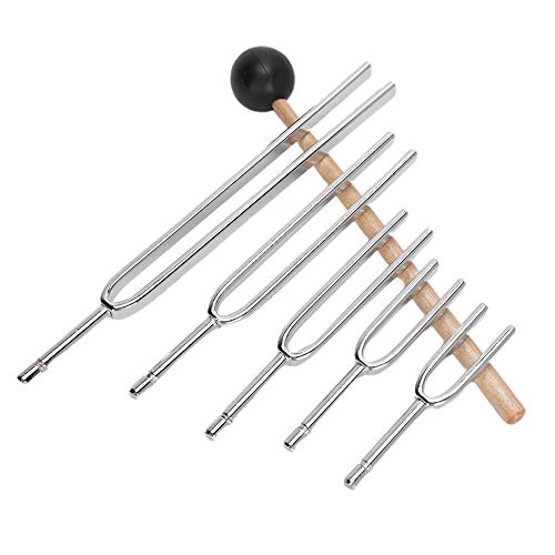 54PCS Diapasón de aleación de aluminio, 128HZ 256HZ 512HZ 1024HZ 2048HZ Instrumento musical curativo de audición perfecta con martillo y bolsa de almacenamiento