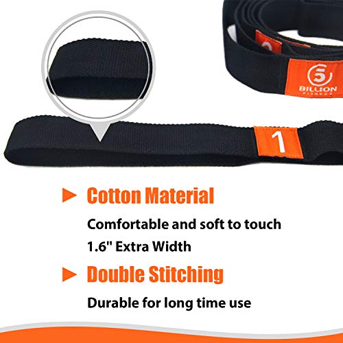 5BILLION Correa Yoga & Stretch Strap - Ancho de 4cm - Yoga Strap para Yoga Caliente, Terapia Física, Mayor Flexibilidad & Aptitud - Múltiples Lazos de Agarre (Naranja)