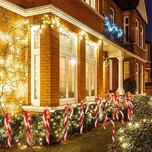 5PCS Luces solares de bastón de caramelo de Navidad,Marcadores de camino de Navidad al aire libre Luces de bastón de festival Luces de decoración de árboles Decoración de fiesta interior al aire libre