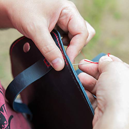 6 Colores Hilo Encerado Fuerte Hilo Encerado de Costura con Agujas de Costura a Mano para Denim Cuero Manualidades y Costura a Máquina (Negro Blanco Rojo Azul Oscuro Verde Oscuro Marrón)
