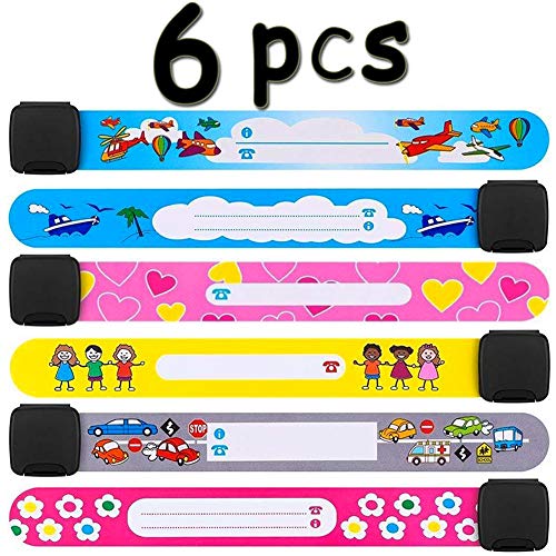 6 PCS Pulseras de Identificación - Pulsera Seguridad Niños, Pulsera de Emergencia Anti Perdida para Niños Niñas Bebé SOS Pulsera, Pulsera Niño ID Impermeable, Pulsera Identificativa Niños JAANY