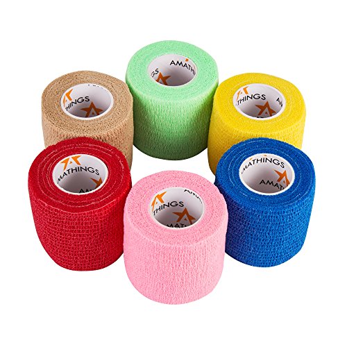 6 Piezas Vendaje Cohesivo Vendajes autoadhesivos Vendaje elástico MULTICOLOR 5 CM Ancho 4.5 M Largo para dedos, manos, dedos de los pies, pies sin pegamento, parches de dedos