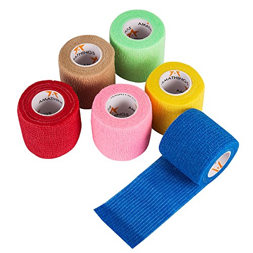 6 Piezas Vendaje Cohesivo Vendajes autoadhesivos Vendaje elástico MULTICOLOR 5 CM Ancho 4.5 M Largo para dedos, manos, dedos de los pies, pies sin pegamento, parches de dedos