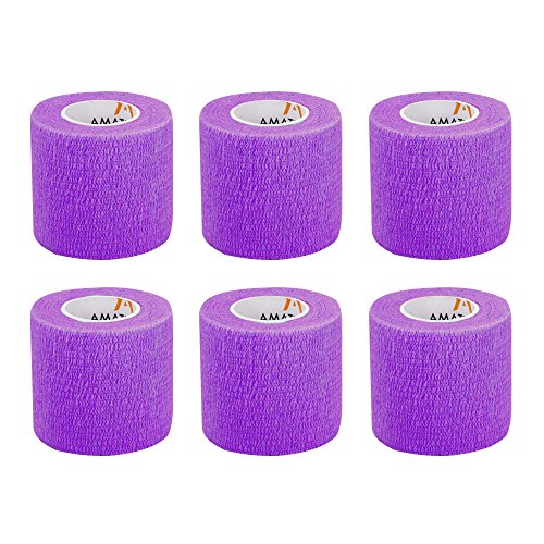 6 Piezas Vendaje Cohesivo Vendajes autoadhesivos Vendaje elástico PÚRPURA 5 CM Ancho 4.5 M Longitud Para dedos, manos, dedos de los pies, pies sin pegamento, parches de dedos