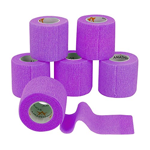 6 Piezas Vendaje Cohesivo Vendajes autoadhesivos Vendaje elástico PÚRPURA 5 CM Ancho 4.5 M Longitud Para dedos, manos, dedos de los pies, pies sin pegamento, parches de dedos