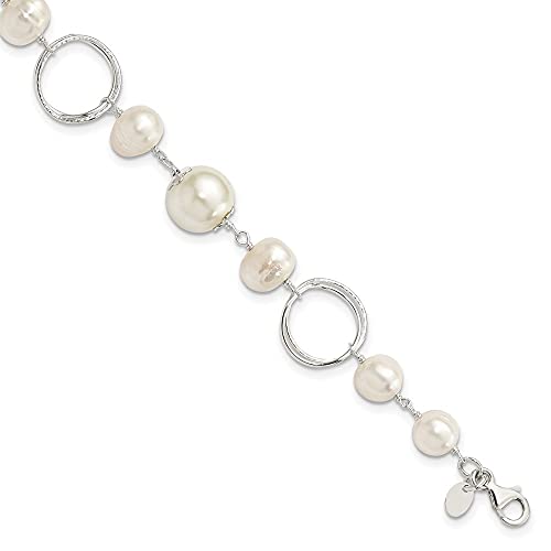 925 Sterling Silver Pearl Pulsera de 8,5 pulgadas