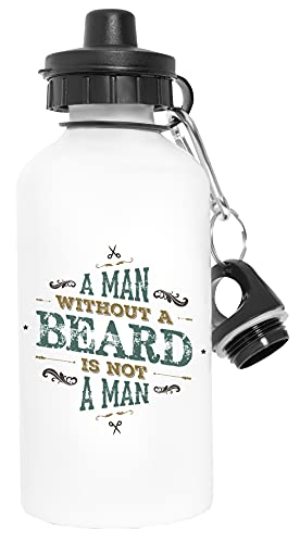 A Man Without A Beard Is Not A Man Deporte Viaje Blanco Botella De Agua Metal Prueba de Fugas Sport Travel White Water Bottle Leak-Proof