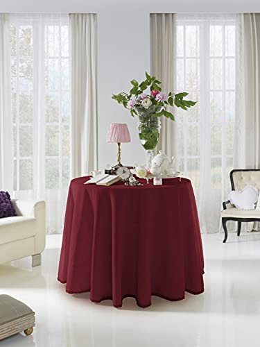 Acomoda Textil - Falda para Mesa Camilla Terciopelo, Redonda - Rectangular, Suave y Cálida de Invierno.(Redonda 80 cm, Granate)