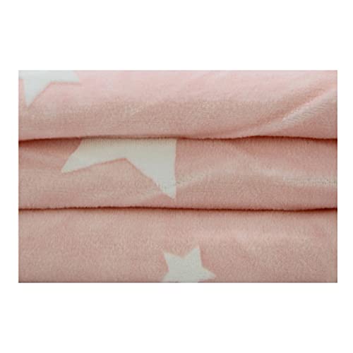 Acomoda Textil - Manta para Bebé, Manta Cuna 100x140 cm. Manta Bebé Estrellas con Borreguito, Suave, Cálida y Ligera. (Rosa)
