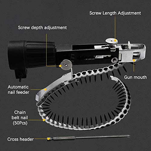 Adaptador de pistola de clavos de cadena, cargador de tornillo, destornillador de pared de yeso autoalimentado para taladros, de RB