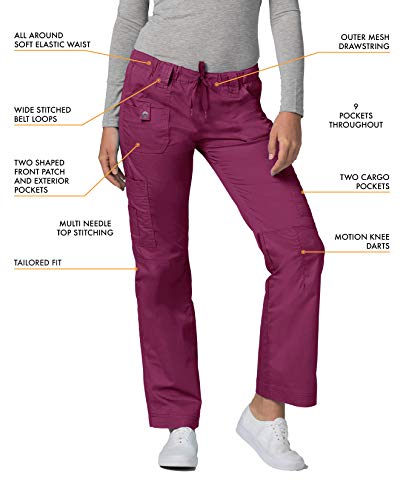 Adar Uniforme médico de Mujer Casaca Cruzada Pantalones de Bolsillos múltiples - 3500 - Wine - XXS