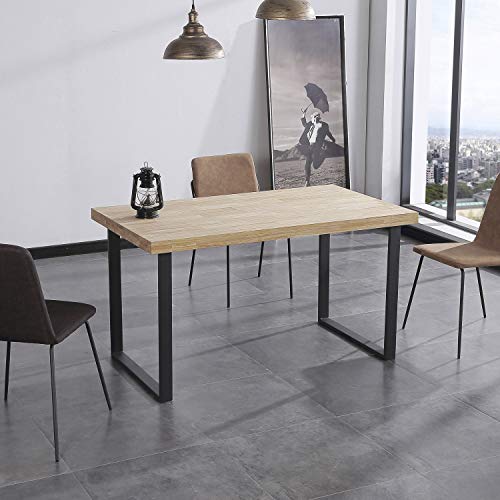 Adec Group Natural, Mesa de Comedor, Mesa Salon o Cocina Fija Color Roble Salvaje y Negro, Medidas: 140 cm (Largo) x 80 cm (Ancho) x 76,5 cm (Alto)