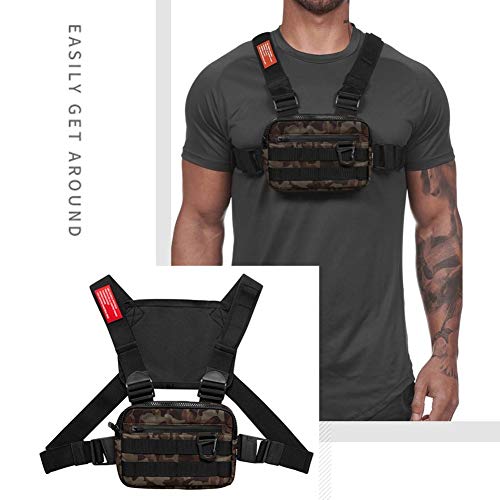 Aesy Chaleco Tactico, Mochila Tactica, Bolsa Tactica, Bandolera Hombre, Bolso de Pecho Hombre, Mochila Tactica Militar, Ajustables Bolsa de Hombro Cruzada Paquetes de Cintura Funcionales (Camouflage)