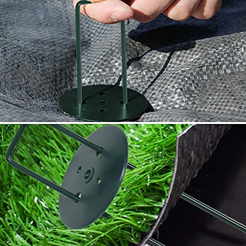AGAKY 45 Grapas para Jardín + 10 Arandelas de Seguridad, Césped Artificial, Estacas de Fijación para Mallas, Clavo Metal Galvanizado