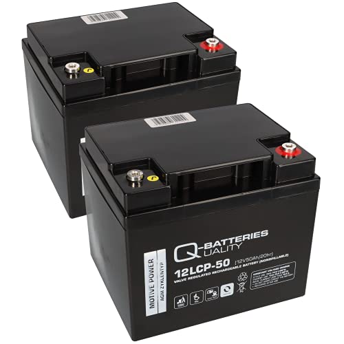 AGM - Batería de plomo (2 unidades, 12 V, 50 Ah, compatible con MP50-12C, REC50-12I, WP50-12NE