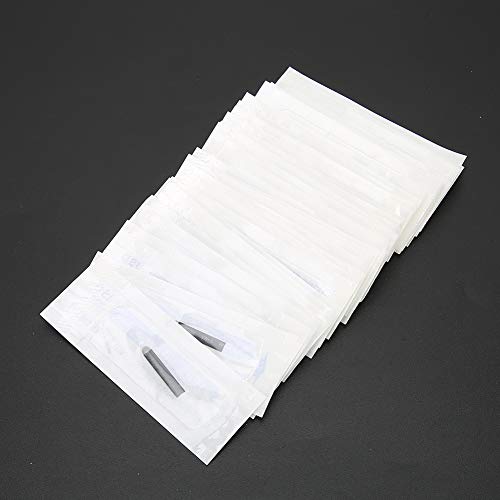 Agujas de Microblading 50 Uds Aguja Manual para Tatuaje de Cejas Hoja de Cejas Tatuaje Fino Cuchillas de Maquillaje Permanente 16 18 21 Agujas de 0,18 mm(U18-pin)