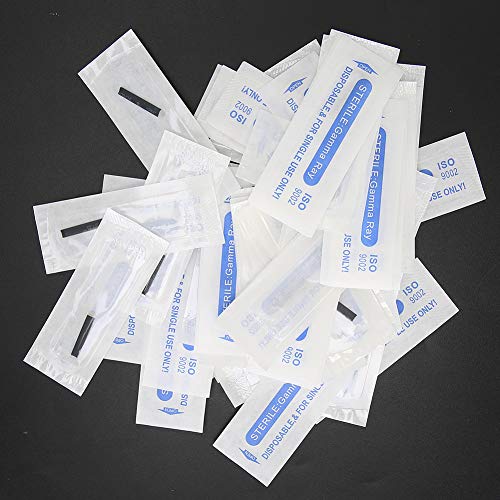 Agujas de Microblading 50 Uds Aguja Manual para Tatuaje de Cejas Hoja de Cejas Tatuaje Fino Cuchillas de Maquillaje Permanente 16 18 21 Agujas de 0,18 mm(U18-pin)
