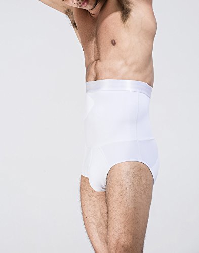 AIEOE - Calzoncillos Adelgazantes Cintura Alta con Faja Reductora de Abdomen Plano Slimming Shapewear para Hombre, Blanco, EU L (talla fabricante XL)