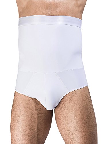 AIEOE - Calzoncillos Adelgazantes Cintura Alta con Faja Reductora de Abdomen Plano Slimming Shapewear para Hombre, Blanco, EU L (talla fabricante XL)
