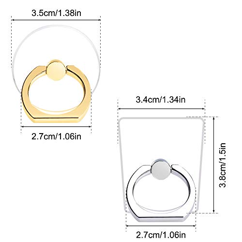 AIFUDA 6pcs Transparente Tenedor del Anillo del teléfono Celular, Rotación de 360 Grados Anillo de Dedo Agarre Kickstand Compatible para Varios Teléfonos móviles Teléfonos Inteligentes