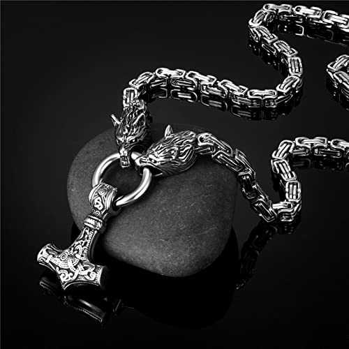 AILIU Nunca se desvanecen Hombres Collares de Lobo Celta Vikingo Vegvisir Amuleto Martillo Colgante runas nórdicas Ancla Acero Inoxidable Rey Cadena joyería