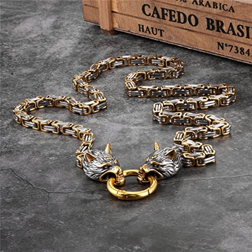 AILIU Nunca se desvanecen Hombres Collares de Lobo Celta Vikingo Vegvisir Amuleto Martillo Colgante runas nórdicas Ancla Acero Inoxidable Rey Cadena joyería