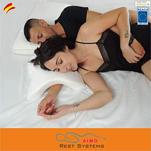 AIMO Almohada para Brazo WNP001. Almohada en Forma de túnel para Dormir en Pareja, Personas Que Duermen sobre su Hombro, descasar en la Oficina, etc. Funda Exterior Lavable. Certificados Reach y CE