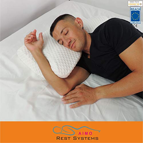 AIMO Almohada Tecnica Cervical MP014, diseñada Especialmente para los Que Duermen con el Brazo hacia atrás o Debajo de la Almohada.